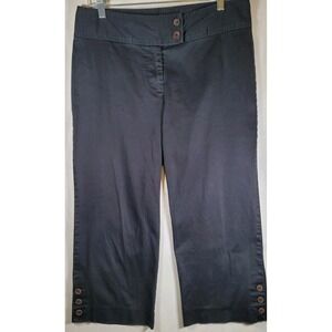 KAREN KANE Cropped‎ Career Chino Pants Womens 12 Black Cotton Pockets Wide Leg